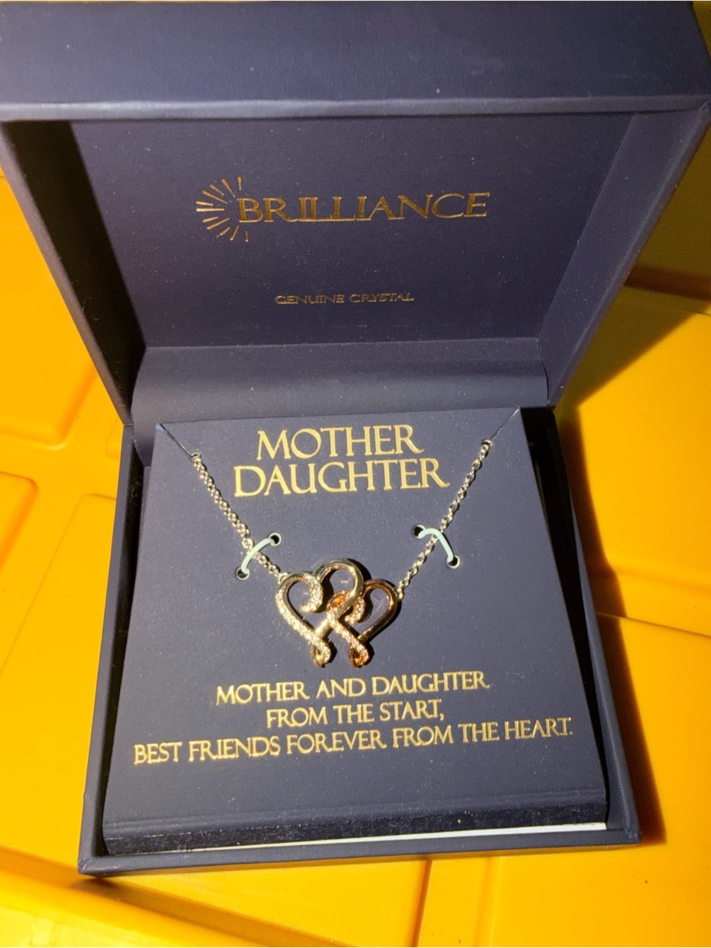 Brilliance Mother Daughter Crystal Heart Necklace Silver‎ Tone Gift Boxed